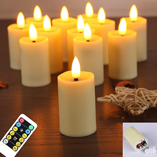 WRalwaysLX Confezione da 12 candele senza fiamma con telecomando, candele a LED tremolanti, candele votive, candele a batteria, decorazioni per interni, 3,8 cm x 8 cm