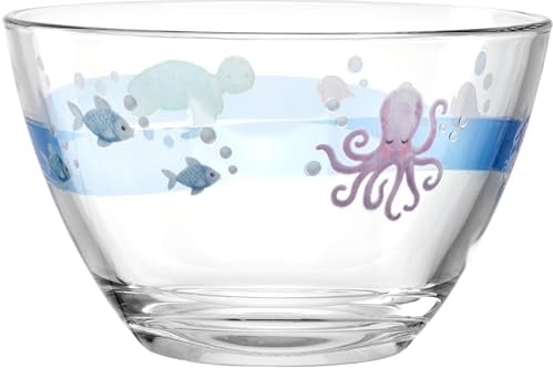 LEONARDO Bambini Avventura Bol pour enfant, avec motif en verre épais, contenance 400 ml, diamètre 12 cm, robuste, assiette pour enfant, avec motif de mer