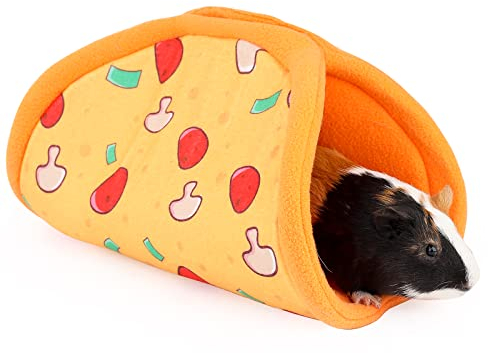 ONEJU Meerschweinchen Versteck, Meerschweinchen Taco Versteck, Meerschweinchen Tunnel, waschbare Verstecke, ideal für kleine Haustiere, Pizza Muster