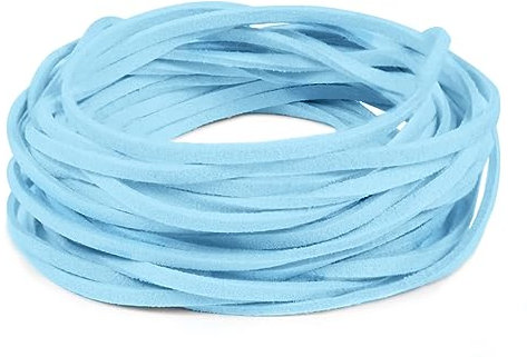 LEREATI Faux Leather Cord for Jewellery Making, 3mm Suede Cord Flat Leather String, 5m Leather Thong Cord Beading Thread for Necklace, Bracelet, Pendants, Dream Catcher, DIY Crafts (Sky Blue)