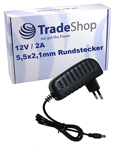 Trade-Shop AC Netzteil kompatibel mit Brother P-Touch D400, D400VP, D450VP, D600VP, E300VP, E500VP, E550WVP, H300 Beschriftungsgerät, DC 12V, 2.0A