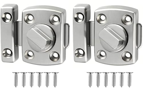 Litensh 2PCS Pestillo giratorio para puerta de inodoro de baño, cerradura de puerta de acero inoxidable, cerrojo puerta, Cerrojo de Perno, pestillo deslizante de seguridad cepillado, plateado, 55mm