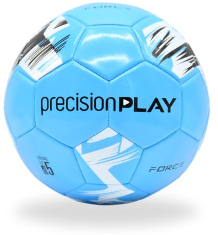 Precision Force Trainingsfußball, lebendiger, langlebiger Fußball, hohe Sichtbarkeit, Allwetter-Design, ideal für Garten und Park, Größe 3, Fluo Blau/Weiß/Schwarz