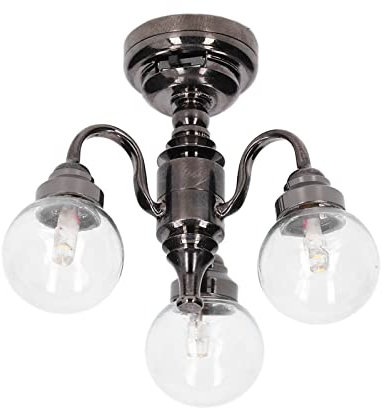 Qcwwy Puppenhaus Kronleuchter 1:12 Mini Exquisite Retro Miniatur Silber Glasleuchte
