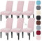 Alishomtll Lot de 6 housses de chaise extensibles universelles modernes en jacquard imperméables et amovibles pour salle à manger, cuisine, banquet, mariage (rose, 6 pièces)