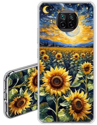 JEZSTHAI Hülle Kompatibel mit Xiaomi Mi 10T Lite 5G,Ultra Dünn Durchsichtige Handyhülle,Weiche Flexible Fallschutz Stoßfeste Kratzfeste Silikon TPU Schutzhülle mit Aesthetic Muster Sonnenblume