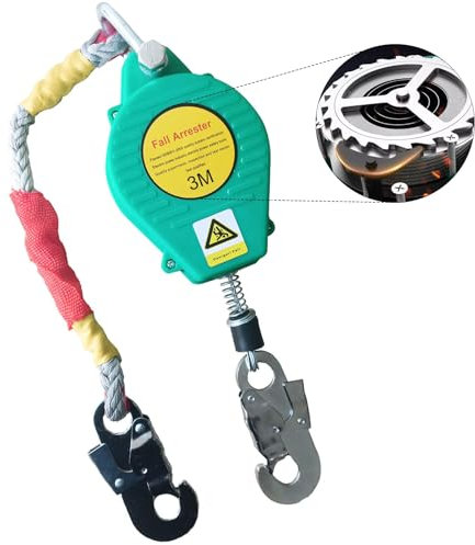 VFDZ Absturzsicherung Dachdecker, Höhensicherungsgerät Absturzsicherung Einziehbar, Fallschutz Outdoor mit CE-Zertifikat, Auffanggerät für Arbeiten in der Höhe(Size:3m)