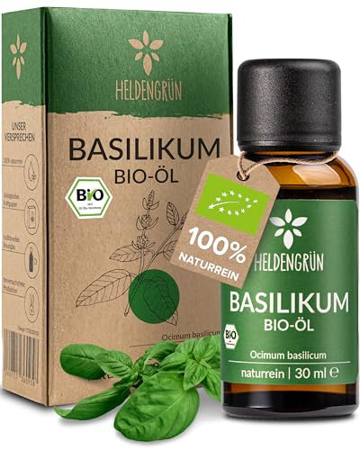 Heldengrün® BIO Basilikumöl [100% NATURREIN] Zertifiziertes Lebensmittel zum Kochen - Basilikum Öl aus Griechenland - Basilikum Bio Aroma, Basil Oil