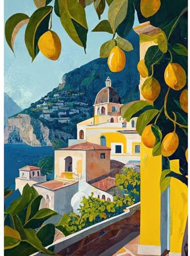 QENSPE 5D Diamond Painting Paysage, Kit Peinture Diamant Adulte, Bricolage mer Égée Diamond Painting Broderie Diamant Kit Complet, Diamant Art Point de Croix Maison Murale Decor 30x40 cm