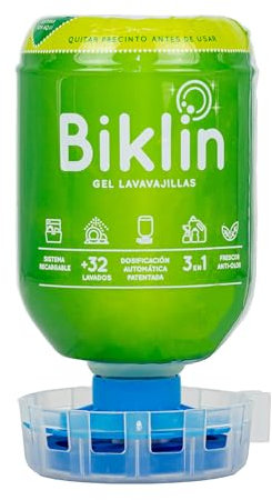 BIKLIN Lessive avec Doseur pour Lave-Vaisselle | Distributeur Automatique pour 40 Lavages de Savon Écologique 500ml | Liquide Vaisselle Bio, Rinçage et Sel| Rechargeable (500ml)