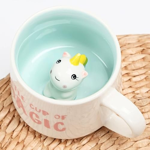 Einhorn Tasse Lustige Tassen Kindertasse - Geburtstagsgeschenk Einhorn Geschenke für Frauen Mädchen Freundin 3D Tier Tasse Kaffee Becher, 350ml