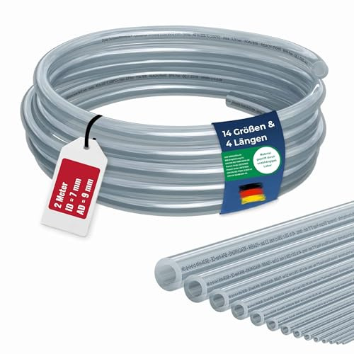 Coop Schlauchtechnik® Silikonschlauch 7mm Innen-Ø | 2 Meter | hohe Qualität | lebensmittelecht | geschmacksneutral |-40 bis 220 °C | ideal für Lebensmittel, Haushalt, Aquaristik, Labor, Industrie