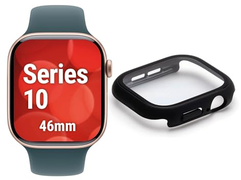 Full Body Schutzglas für Apple Watch 11/10 (46mm) (10H), Echtglas, IP68 | DISPLEX Smartwatch Glass, All-in-One-Protector, Rundumschutz für Display & Gehäuse, wasserdicht, Snap-on-Montage, Ultra-Clear