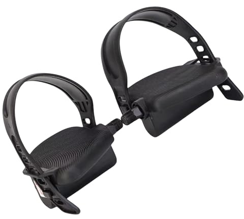 Heimtrainer-Pedale und fester Riemen, Ersatzpedale mit verstellbarem Pedalriemen für Fahrräder, Pedalersatz für Heimtrainer, 2 Stück