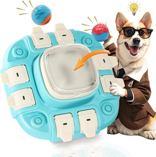 Hundespielzeug Intelligenz, 3-In-1 Intelligenzspielzeug für Hunde-Stufe 2 | mit 2 Haustierball und 4 Rutschfesten Böden, Trainieren des Spaßes Beim Füttern, Hundeintelligenz Verbessern Unterhaltung