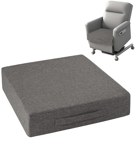 OVOV Sitzkissen für ältere Menschen, 50,8 x 50,8 x 10,2 cm dick, Sitzkissen für Liegestuhl, groß, quadratisch, rutschfeste Stuhlpolster mit waschbarem Bezug, für Sessel, Couch, Hellgrau