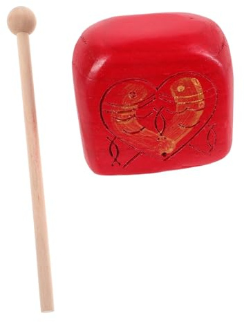 minkissy Holzfisch Schlaginstrument Satz mit Schlägel Kleines Holzklotz Percussion Instrument für Musiker und Entspannung Vielseitig für Studio Üben und Bühne
