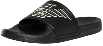 Emporio Armani Herren Scarpe Slider, Black/White, 42 EU