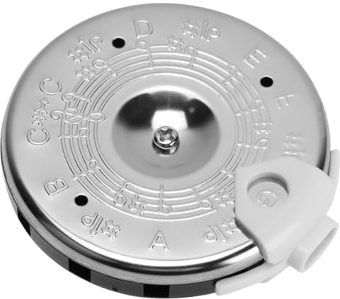 Runder 13-loch Tongeber aus Metall für Bassgitarre und Ukulele | Taschenformat, Präzise Tonhöhe ohne Elektronik, für Musiker, Chorproben und Lehrkräfte, Silber