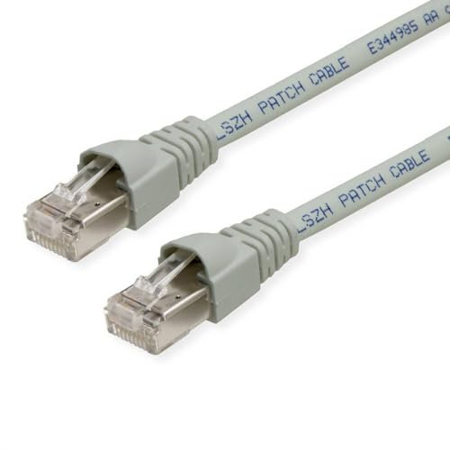 TELEGARTNER Patchkabel Kategorie 6A LSZH 0,5 m Grau – RJ45 Kabel mit 180 Grad Tülle und Rasthebelschutz, Belegung nach EIA/TIA 568B