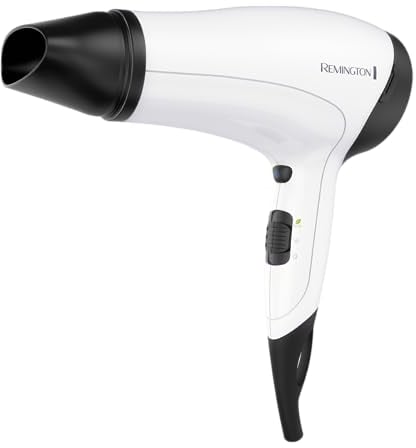 Remington Secador de Pelo Power Volume, Iónico, 2000 W, Concentrador y Difusor, 3 Temperaturas, 2 Velocidades, Función Eco, Rejilla Cerámica, Gancho Para Colgar, Rejilla Trasera Desmontable, D3015