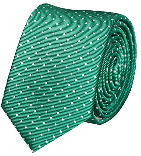 Fabio Farini - Herren Krawatte in 6cm/8cm Breite - Eleganter Breiter Schlips für jeden Anlass - 8cm Apfelgrün weiße Punkte
