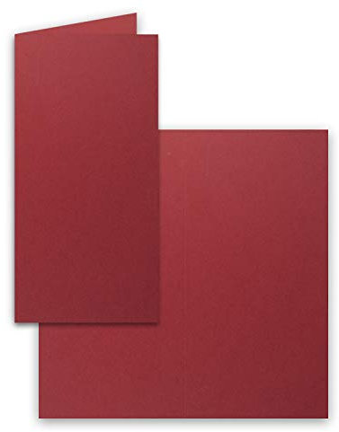 FarbenFroh by GUSTAV NEUSER 150x Falt-Karten DIN Lang - Dunkelrot (Rot) - 10,5 x 21 cm - Blanko Doppelkarten - Klappkarten für Einladungen und Grußkarten zu Weihnachten und Geburtstag
