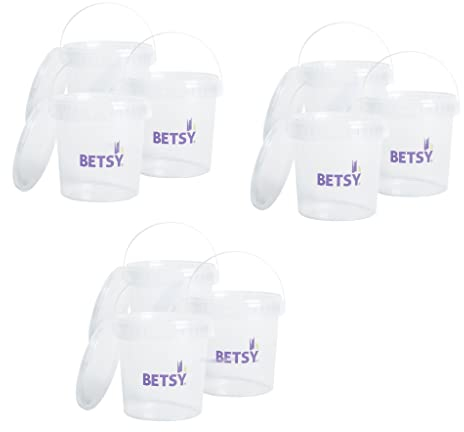 1 Litre Paint Kettle with lids/Pack of 9 - Betsy Group Buckets, Mixing pots, Paint Kettle with lids, Storage containers, Clear tubs, Empty pots, Betsy Mate Refill pots