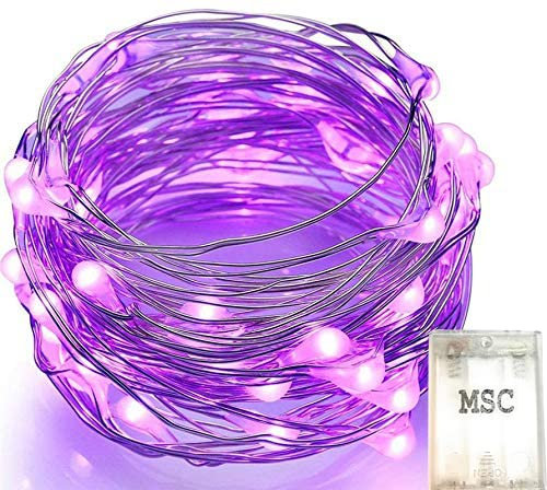 MSC - 23ft / 7m - 70 Led's Batt Powered LED Purple Coloured String Fairy Lights On Copper Cable, Ideal for Christmas, Xmas, Party,Wedding,Decoration Purple-Batt-7m
