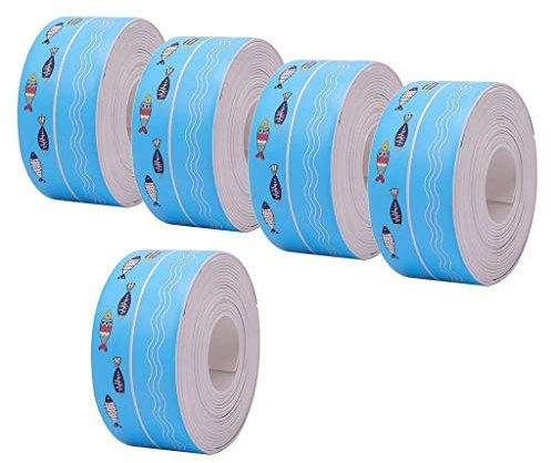 Tubayia 5 Stück Selbstklebend Dichtungsband Schimmelfest Wasserdicht Klebeband für Badezimmer, Küche (Cartoon Fisch)