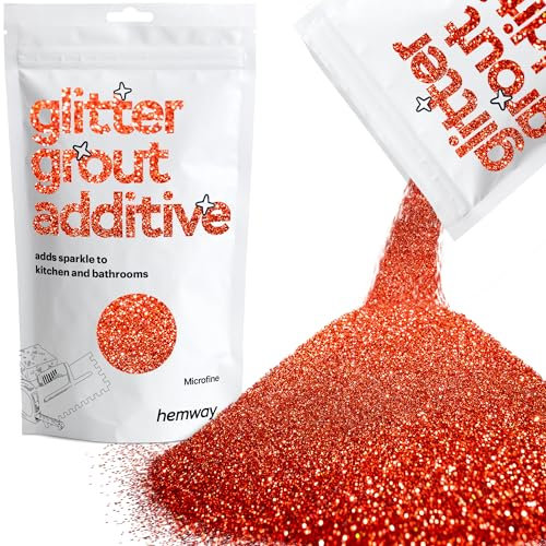 Hemway Glitter Grout Additive - Red Holographic | Microfine Flakes for Adding Sparkle to Old & New Kitchen & Bathroom Tiles | Enhance Your Indoor Grouting Projects with a Sparkly Effect | 100 g