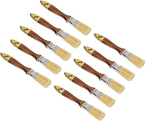 KOTARBAU® 10er Set Flachpinsel 1“ Borstenlänge 25 mm Lasurpinsel Lackierpinsel Malerpinsel Holzpinsel Lackiert für Renovierungsarbeiten