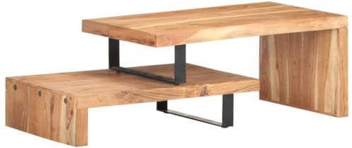 vidaXL Akazienholz Massiv Couchtisch Set 2-TLG. Rustikal Beistelltisch Wohnzimmertisch Kaffeetisch Sofatisch Teetisch Tisch Satztisch