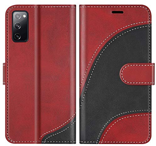 BoxTii Coque pour Galaxy S20 FE/Galaxy S20 Lite, Portefeuille Etui en Cuir PU, Magnétique Protection Housse Coque pour Samsung Galaxy S20 FE/Galaxy S20 Lite, Rouge