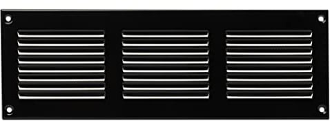300x100mm / 12x4 inch Black Metal Ventilation Grille - Air Vent Cover with Insect Mesh