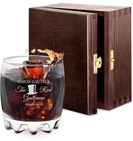 Maverton 310ml Verre a Whisky personnalisé pour Lui - Cadeau Anniversaire Homme - Cadeau Personnalisé Homme - Verre Classique pour les Connaisseurs de Whisky - Gentleman