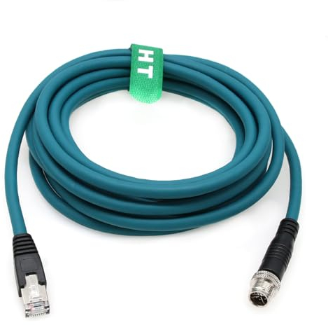 HangTon Cable Ethernet M12 de 8 pines X-Code macho a RJ45 CAT-7e Gigabit para Baumer Cognex es 2800 3800 8000 260 470 sensor de cámara de lector (8 metros)
