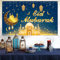 Ramadan Banner, Extra Großes Stoff Eid Mubarak Banner mit Sternen Mond Moschee Blau Goldenes Eid Al-Adha Hänge Schild Dekoration für Wand Garten Tabelle Islamische Ramadan Party Festival Hintergrund