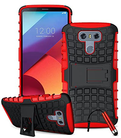 Phone Case Compatible with Huawei P Smart Z Heavy Duty Armour Case for Shockproof Kickstand Case with Hard Shell Silicone Case Tough Strong Lightweight - Red