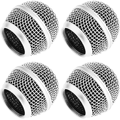 VOANZO Cabezas de malla de micrófono de metal 4PCS con esponja compatibles con micrófono SM58