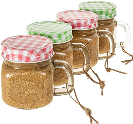 SIDCO Vogelfutter Erdnussbutter 4 x Glas Wildvogelfutter Deko Futtergrug Vogelhaus