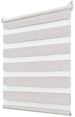 Deswell Doppelrollo Klemmfix ohne Bohren Leinen B60 x H100 cm (Stoffbreite 56cm) Rollos für Fenster ohne Bohren für Fenster mit Lichtdurchlässig & Verdunkelnd/Höhe Stufenlos Verstellbar