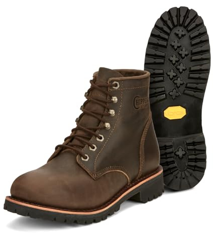 Chippewa Classic 2.0 Men’s Work Boots - Soft Toe Heritage Leather Boot - Orthotic Comfort for Work Footwear - Full-Grain Leather - Oil & Slip-Resistant Vibram Outsole - Chocolate Apache - 11