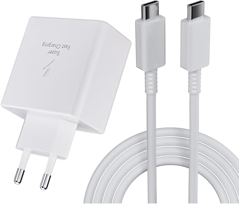 Chargeur USB C 45W Chargeur Rapide Compatible avec Samsung Galaxy S25+, S24+, S25, S24, S23, S22, S21, S20 Ultra, Note10+, Galaxy Tab S7, S8, S9, S10 Ultra, avec Câble de Charge 5A Type-C 2M