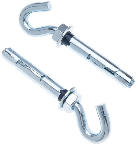 Keple M8 Gancio da parete in cemento, ancoraggio con manicotto in metallo, 8x45mm vite a gancio con tassello espandibile da 10mm e dado esagonale, fissaggio a muro per Calcestruzzo e Pietra (6 pcs)