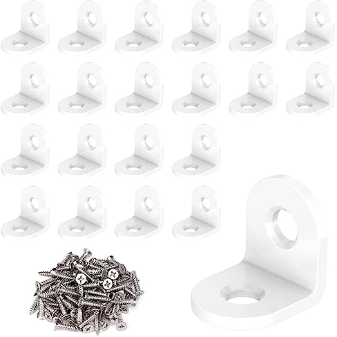 VOCIBO® 20 Stück Winkelverbinder Weiß, Metallwinkel 90 grad 20X20mm Edelstahl, Winkel klein Mit Schraube für Anbau Winkel Bracket Möbel Tabelle Stuhl Bücherregal