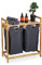 Relaxdays Wäschekorb Regal, Bambus, ausziehbar, HBT: 73 x 64 x 33 cm, 2 Fächer & 1 Ablage, Wäschesammler Bad, natur/grau