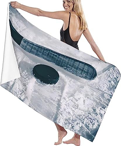 Buohwiwe Mikrofaser Strandtuch Puck Handtuch Groß 70x140 cm Eishockey Strandtuch 3D Badetuch Strandhandtuch Schnell Trocknendes Weiches Strandlaken, Saunatuch, Reisehandtuch
