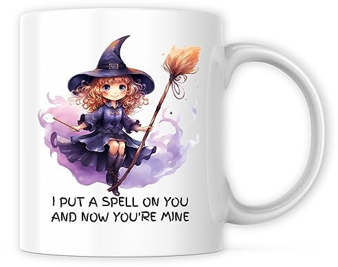Ad Astra Graphics Kaffeetasse mit Aufschrift I Put A Spell On You And Now You're Mine, 325 ml, hochwertige Kaffeetasse, Hexe, gruselige Jahreszeit, Halloween-Thema, importiert und gedruckt in den