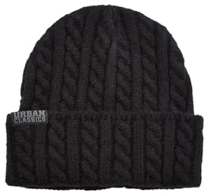 Urban Classics Unisex TB6534-Cable Knit Beanie-Mütze, Black, one Size